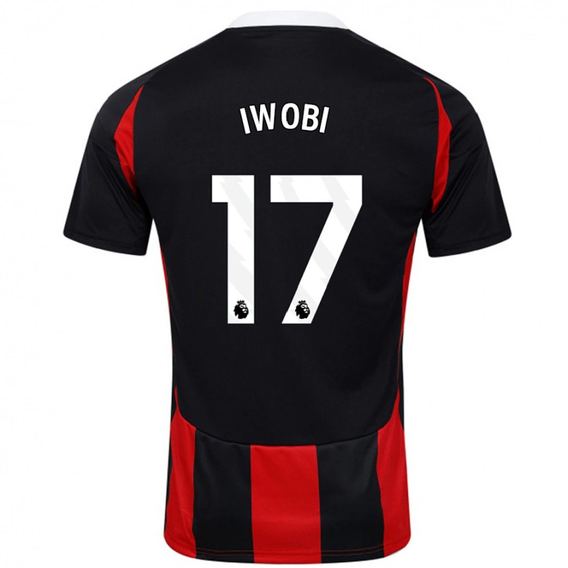 Danxen Herren Alex Iwobi #17 Schwarz Rot Auswärtstrikot Trikot 2024/25 T-Shirt