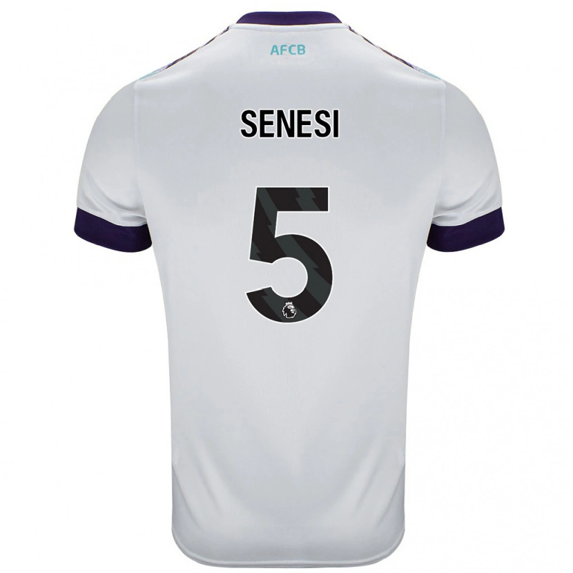 Danxen Herren Marcos Senesi #5 Weiß Grün Lila Auswärtstrikot Trikot 2024/25 T-Shirt