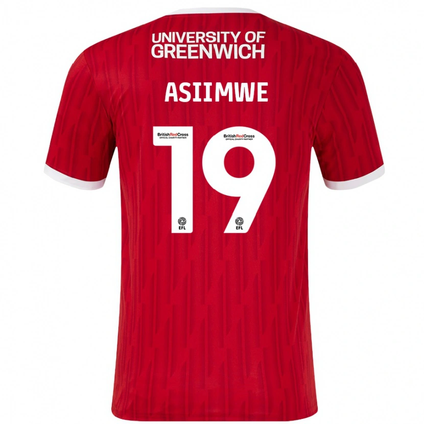 Danxen Kinder Nathan Asiimwe #19 Rot Weiß Heimtrikot Trikot 2024/25 T-Shirt