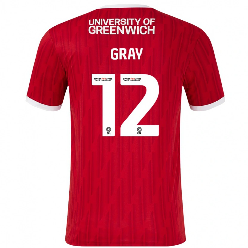 Danxen Kinder Jessica Gray #12 Rot Weiß Heimtrikot Trikot 2024/25 T-Shirt