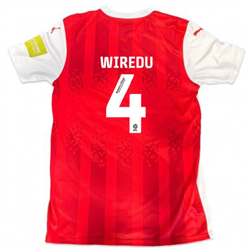 Danxen Kinder Brendan Wiredu #4 Rot Weiß Heimtrikot Trikot 2024/25 T-Shirt