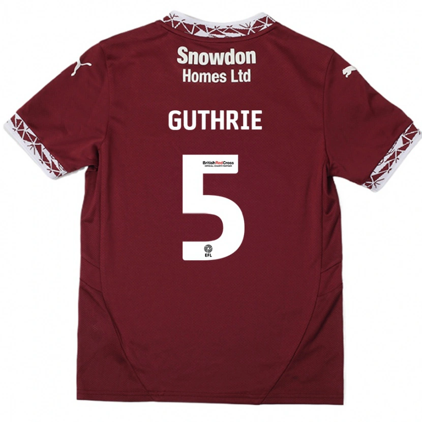 Danxen Kinder Jon Guthrie #5 Burgundrot Heimtrikot Trikot 2024/25 T-Shirt