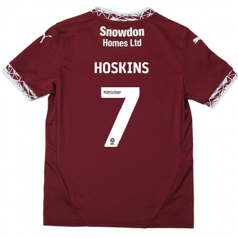 Danxen Kinder Sam Hoskins #7 Burgundrot Heimtrikot Trikot 2024/25 T-Shirt