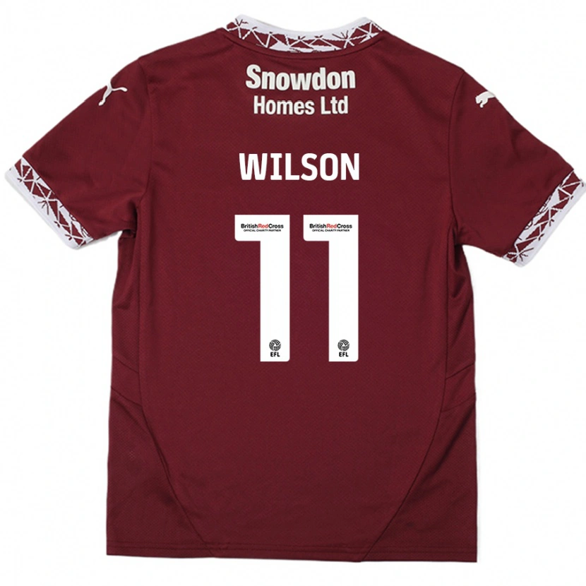 Danxen Kinder James Wilson #11 Burgundrot Heimtrikot Trikot 2024/25 T-Shirt