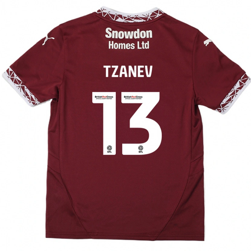 Danxen Kinder Nik Tzanev #13 Burgundrot Heimtrikot Trikot 2024/25 T-Shirt