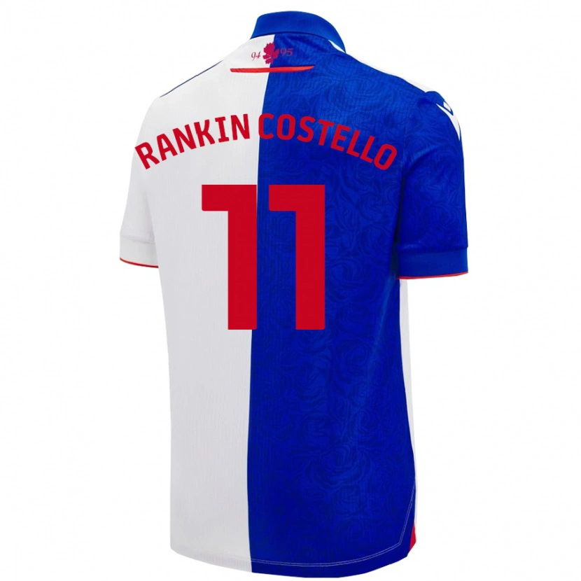 Danxen Kinder Joe Rankin-Costello #11 Himmelblau Weiß Heimtrikot Trikot 2024/25 T-Shirt