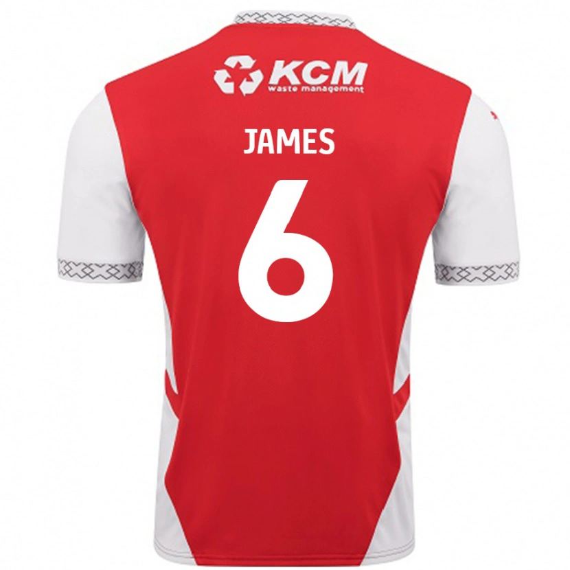 Danxen Kinder Reece James #6 Rot Weiß Heimtrikot Trikot 2024/25 T-Shirt