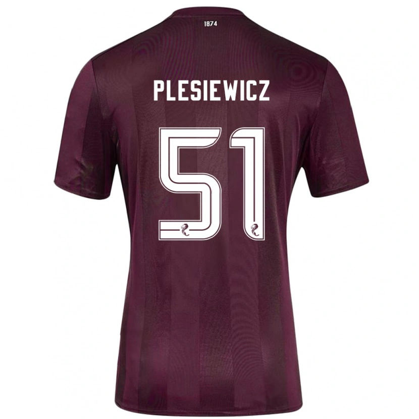 Danxen Kinder Szymon Plesiewicz #51 Burgundrot Heimtrikot Trikot 2024/25 T-Shirt