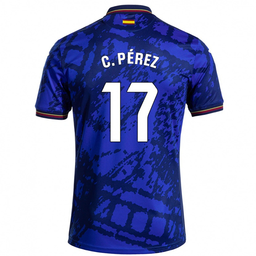 Danxen Kinder Carles Pérez #17 Dunkleres Blau Heimtrikot Trikot 2024/25 T-Shirt