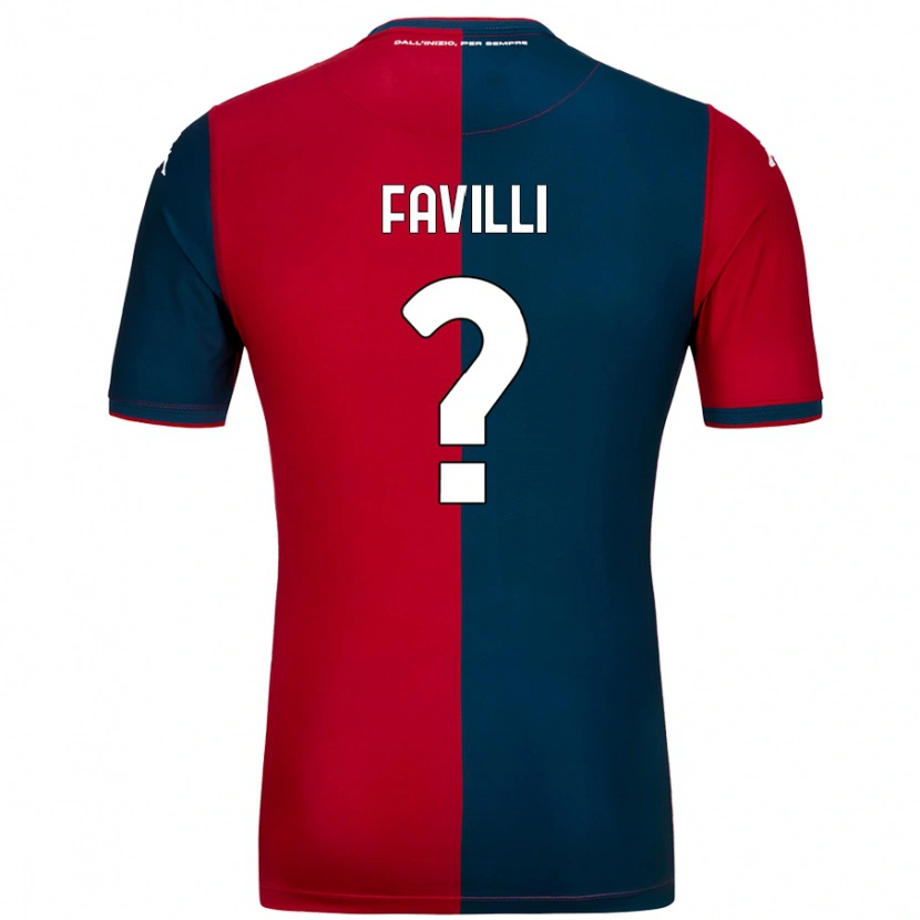 Danxen Kinder Andrea Favilli #0 Rot Dunkelblau Heimtrikot Trikot 2024/25 T-Shirt