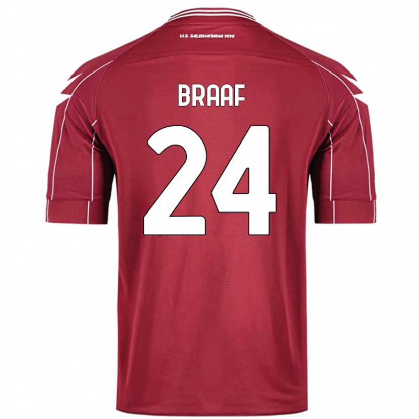 Danxen Kinder Jayden Braaf #24 Burgundrot Heimtrikot Trikot 2024/25 T-Shirt