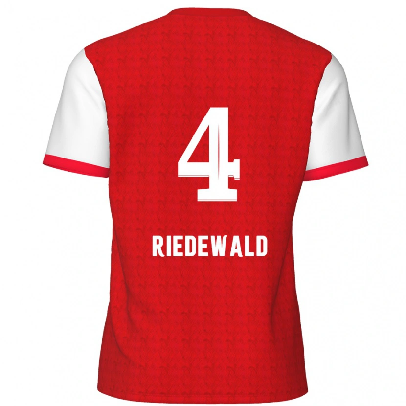 Danxen Kinder Jairo Riedewald #4 Rot Weiß Heimtrikot Trikot 2024/25 T-Shirt