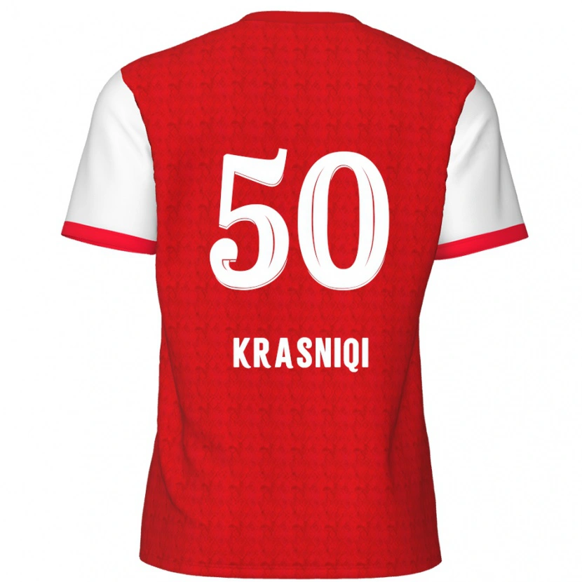 Danxen Kinder Laurit Krasniqi #50 Rot Weiß Heimtrikot Trikot 2024/25 T-Shirt