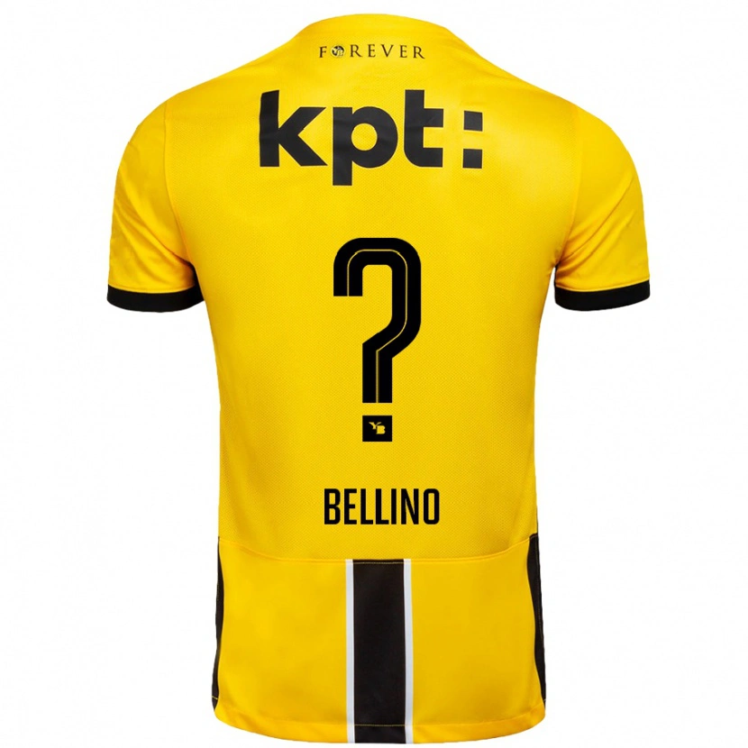 Danxen Kinder Mattia Bellino #0 Gelb Schwarz Heimtrikot Trikot 2024/25 T-Shirt