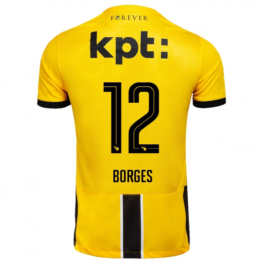 Danxen Kinder David Borges #12 Gelb Schwarz Heimtrikot Trikot 2024/25 T-Shirt