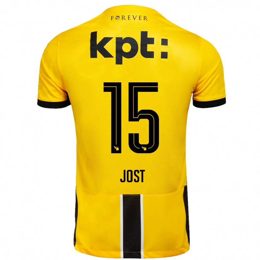 Danxen Kinder Tristan Jost #15 Gelb Schwarz Heimtrikot Trikot 2024/25 T-Shirt