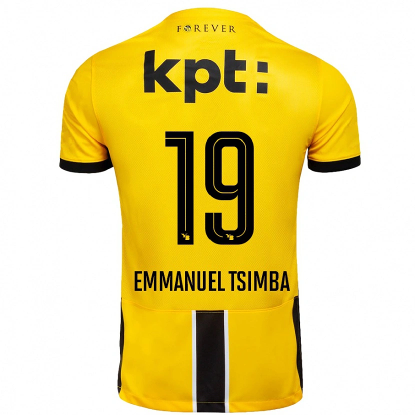 Danxen Kinder Felix Emmanuel Tsimba #19 Gelb Schwarz Heimtrikot Trikot 2024/25 T-Shirt