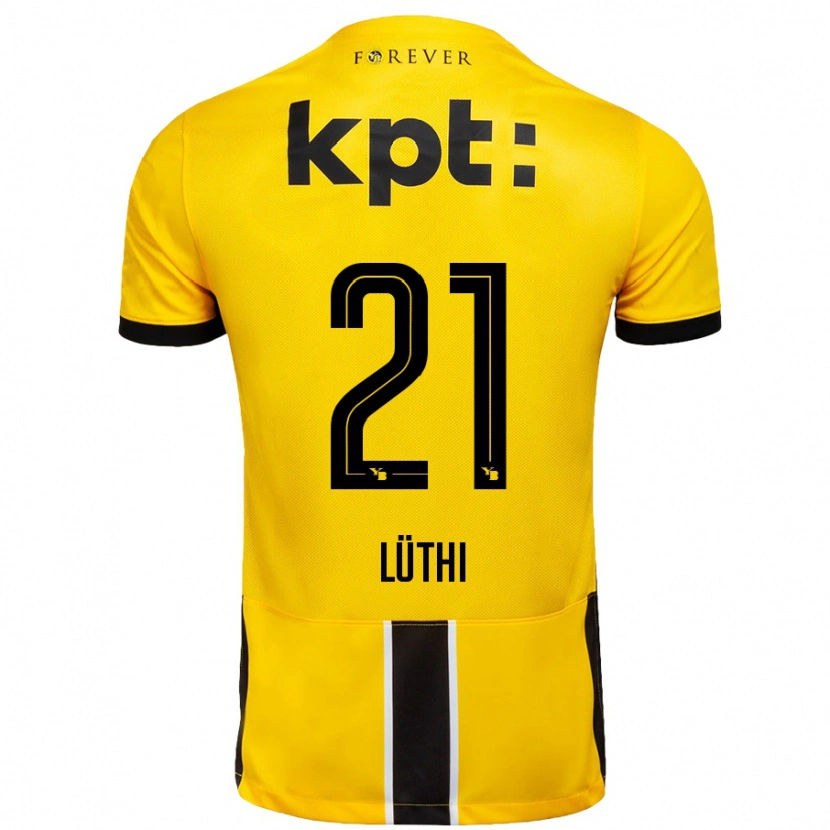 Danxen Kinder Janis Lüthi #21 Gelb Schwarz Heimtrikot Trikot 2024/25 T-Shirt