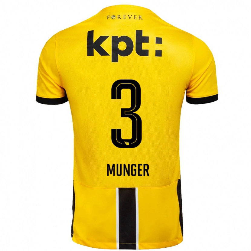 Danxen Kinder Noa Münger #3 Gelb Schwarz Heimtrikot Trikot 2024/25 T-Shirt