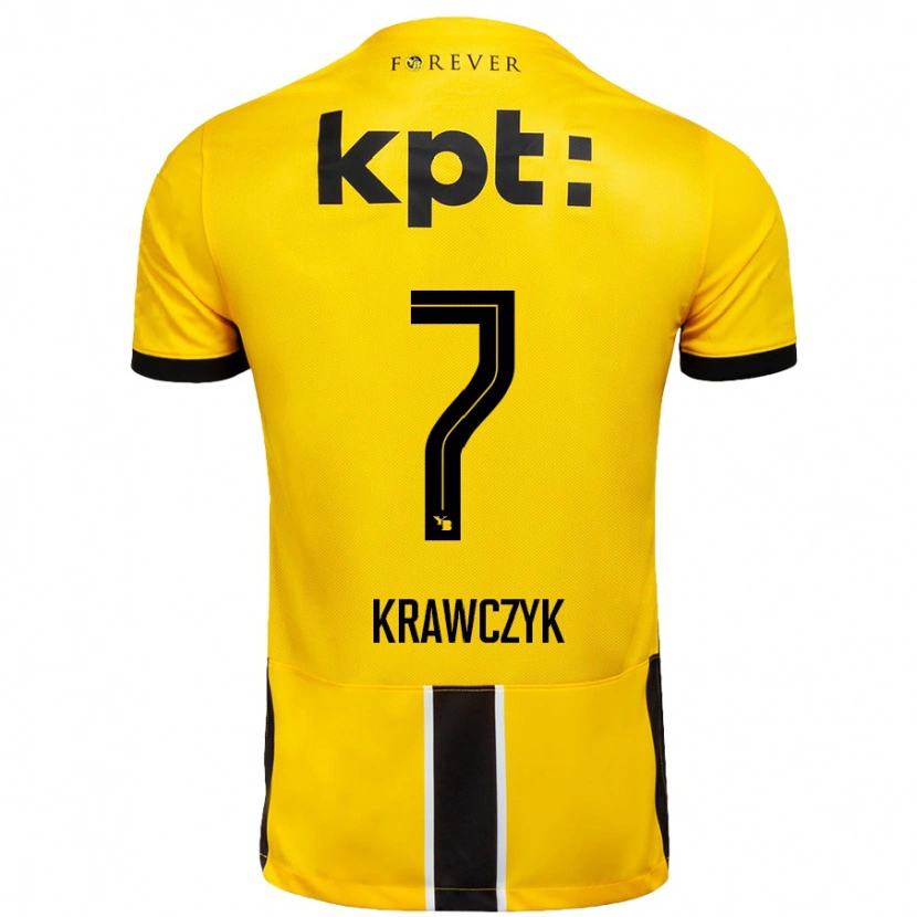 Danxen Kinder Caroline Krawczyk #7 Gelb Schwarz Heimtrikot Trikot 2024/25 T-Shirt