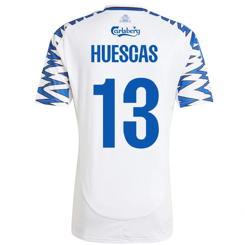 Danxen Kinder Rodrigo Huescas #13 Weiß Himmelblau Heimtrikot Trikot 2024/25 T-Shirt