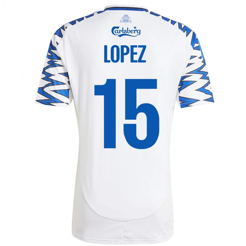 Danxen Kinder Marcos López #15 Weiß Himmelblau Heimtrikot Trikot 2024/25 T-Shirt