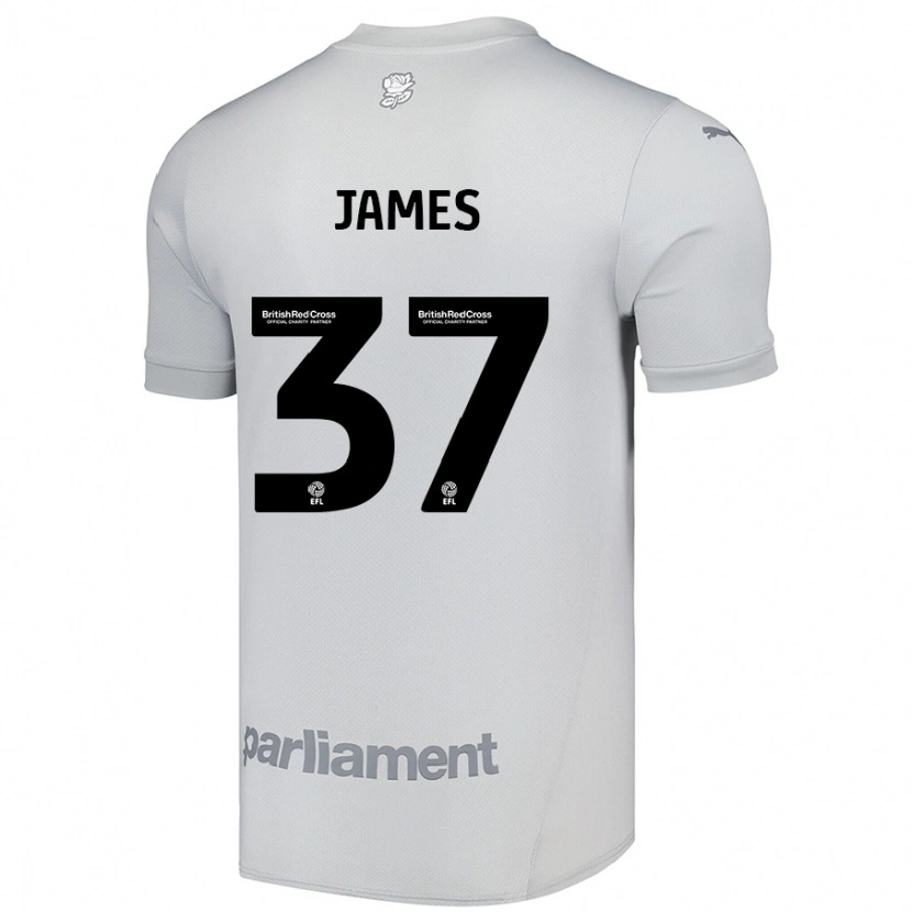 Danxen Kinder Nathan James #37 Silbergrau Auswärtstrikot Trikot 2024/25 T-Shirt