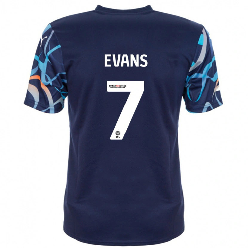 Danxen Kinder Lee Evans #7 Marineblau Auswärtstrikot Trikot 2024/25 T-Shirt