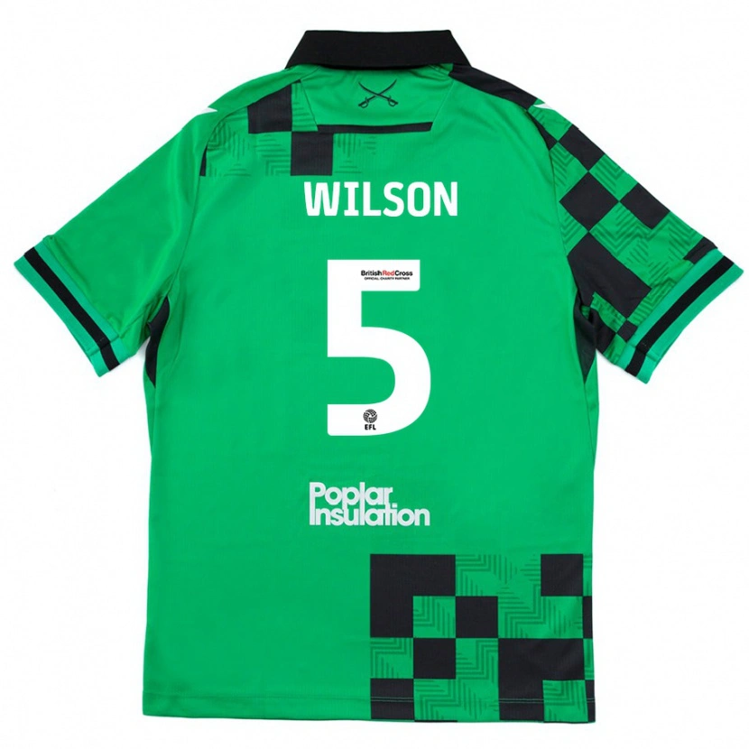 Danxen Kinder James Wilson #5 Grün Schwarz Auswärtstrikot Trikot 2024/25 T-Shirt