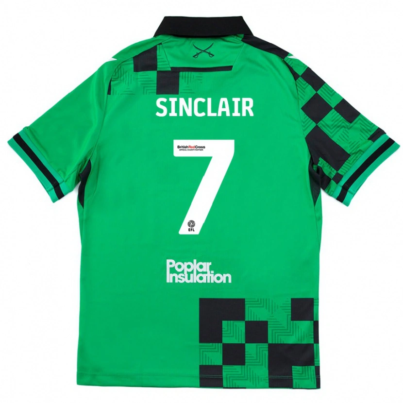 Danxen Kinder Scott Sinclair #7 Grün Schwarz Auswärtstrikot Trikot 2024/25 T-Shirt