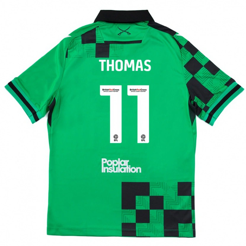 Danxen Kinder Luke Thomas #11 Grün Schwarz Auswärtstrikot Trikot 2024/25 T-Shirt