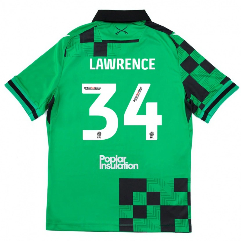 Danxen Kinder Jerry Lawrence #34 Grün Schwarz Auswärtstrikot Trikot 2024/25 T-Shirt