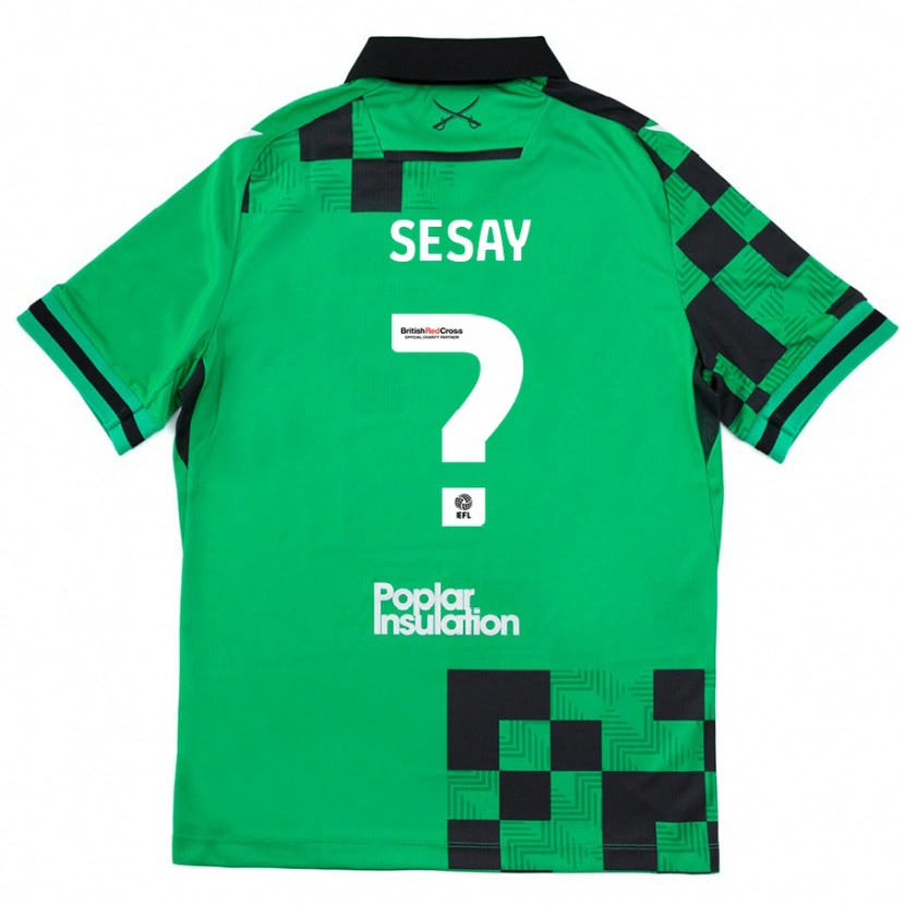 Danxen Kinder Malik Sesay #0 Grün Schwarz Auswärtstrikot Trikot 2024/25 T-Shirt