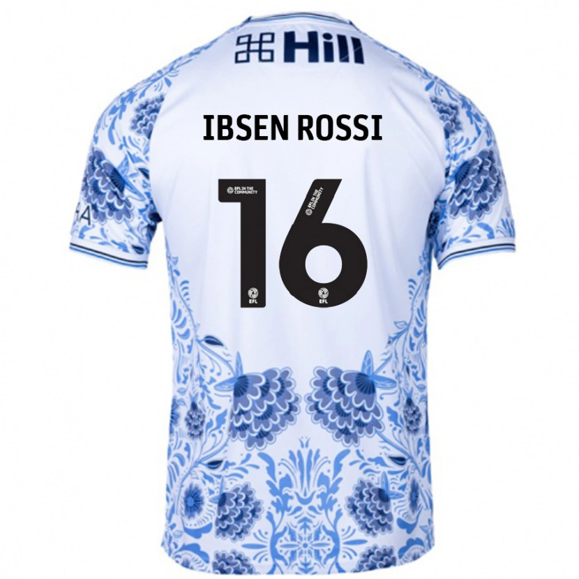 Danxen Kinder Zeno Ibsen Rossi #16 Weiß Blau Auswärtstrikot Trikot 2024/25 T-Shirt