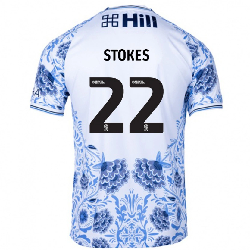 Danxen Kinder Josh Stokes #22 Weiß Blau Auswärtstrikot Trikot 2024/25 T-Shirt