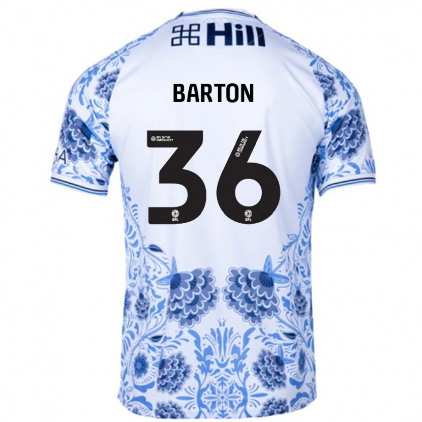 Danxen Kinder Dan Barton #36 Weiß Blau Auswärtstrikot Trikot 2024/25 T-Shirt