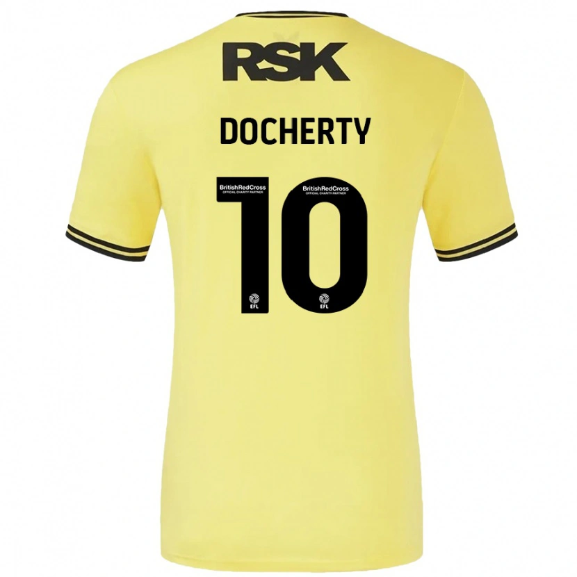 Danxen Kinder Greg Docherty #10 Gelb Schwarz Auswärtstrikot Trikot 2024/25 T-Shirt