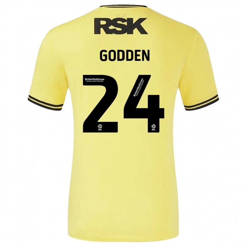 Danxen Kinder Matty Godden #24 Gelb Schwarz Auswärtstrikot Trikot 2024/25 T-Shirt