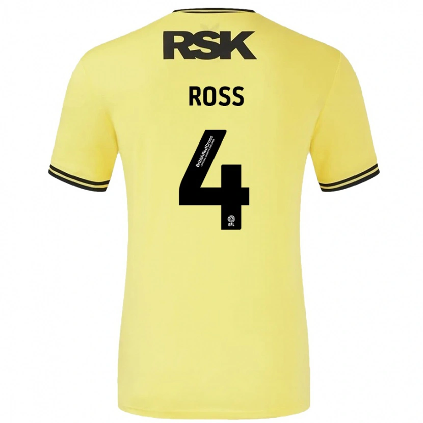 Danxen Kinder Mia Ross #4 Gelb Schwarz Auswärtstrikot Trikot 2024/25 T-Shirt