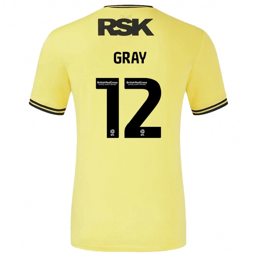 Danxen Kinder Jessica Gray #12 Gelb Schwarz Auswärtstrikot Trikot 2024/25 T-Shirt