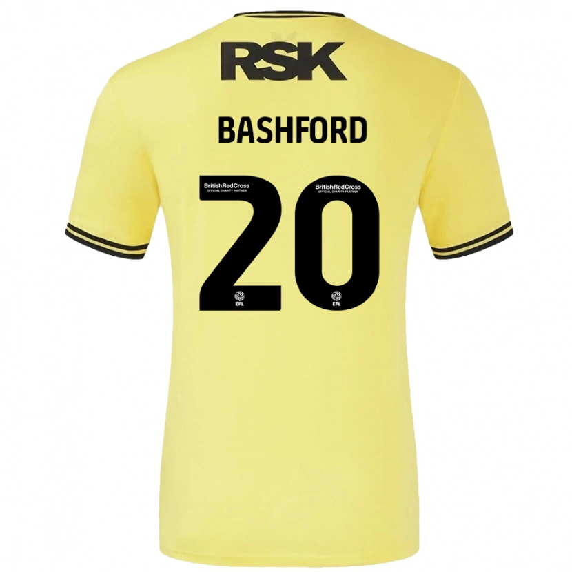 Danxen Kinder Mary Bashford #20 Gelb Schwarz Auswärtstrikot Trikot 2024/25 T-Shirt