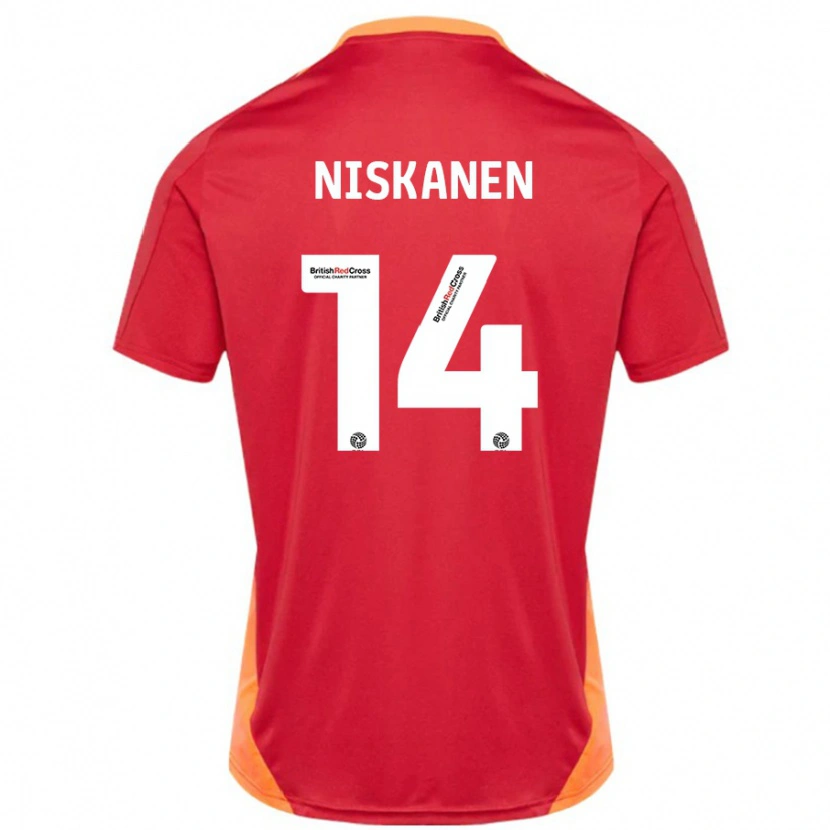 Danxen Kinder Ilmari Niskanen #14 Blau Cremeweiß Auswärtstrikot Trikot 2024/25 T-Shirt