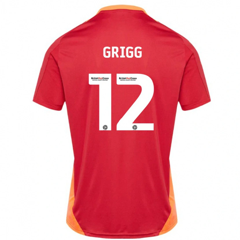 Danxen Kinder Katie Grigg #12 Blau Cremeweiß Auswärtstrikot Trikot 2024/25 T-Shirt