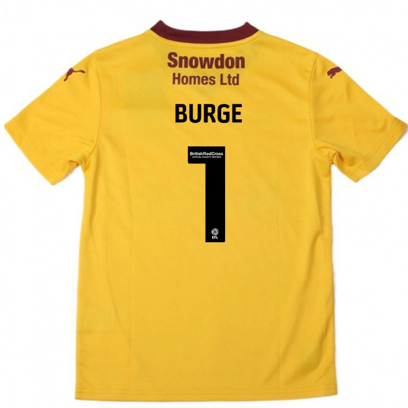 Danxen Kinder Lee Burge #1 Orange Burgunderrot Auswärtstrikot Trikot 2024/25 T-Shirt