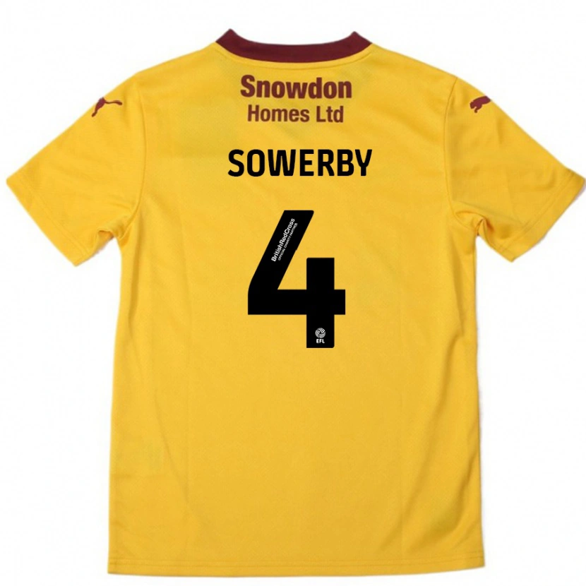 Danxen Kinder Jack Sowerby #4 Orange Burgunderrot Auswärtstrikot Trikot 2024/25 T-Shirt