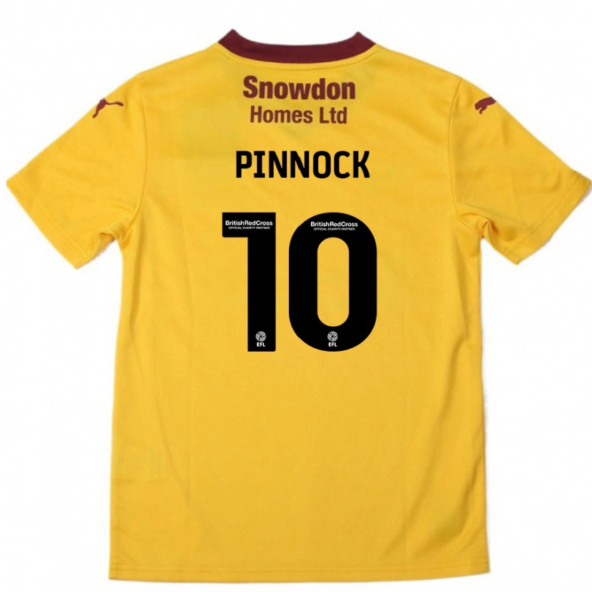 Danxen Kinder Mitch Pinnock #10 Orange Burgunderrot Auswärtstrikot Trikot 2024/25 T-Shirt