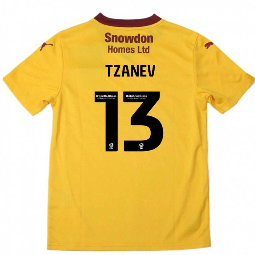 Danxen Kinder Nik Tzanev #13 Orange Burgunderrot Auswärtstrikot Trikot 2024/25 T-Shirt