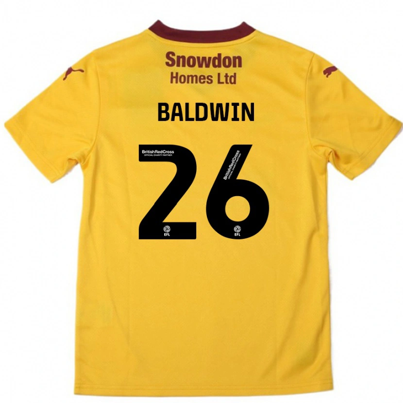 Danxen Kinder Jack Baldwin #26 Orange Burgunderrot Auswärtstrikot Trikot 2024/25 T-Shirt