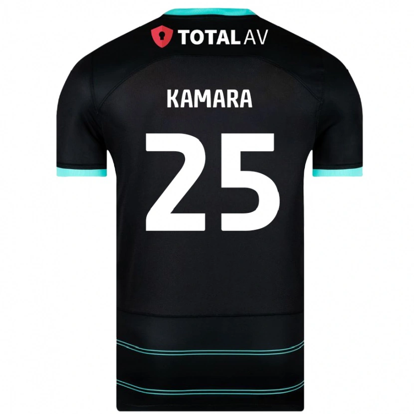 Danxen Kinder Abdoulaye Kamara #25 Schwarz Auswärtstrikot Trikot 2024/25 T-Shirt