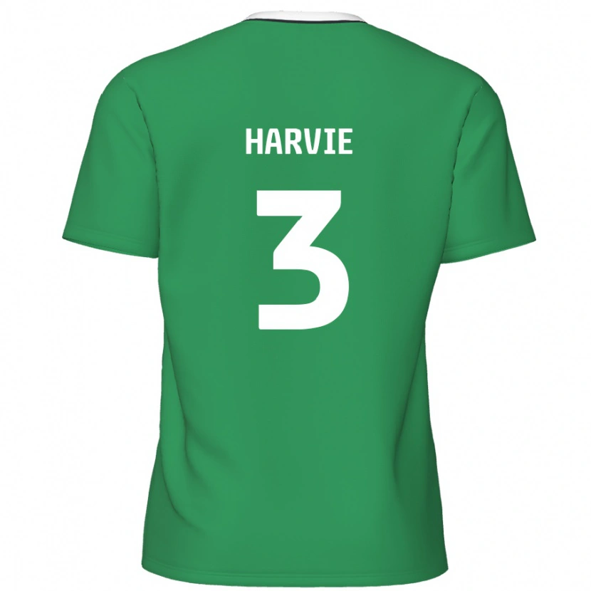 Danxen Kinder Daniel Harvie #3 Grün Weiße Streifen Auswärtstrikot Trikot 2024/25 T-Shirt